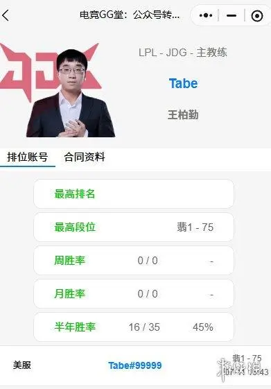 详细阅读:《英雄联盟》明星教练Tabe确认加盟JDG战队 或将组建全新阵容 《英雄联盟》明星教练Tabe确认加盟JDG战队 或将组建全新阵容